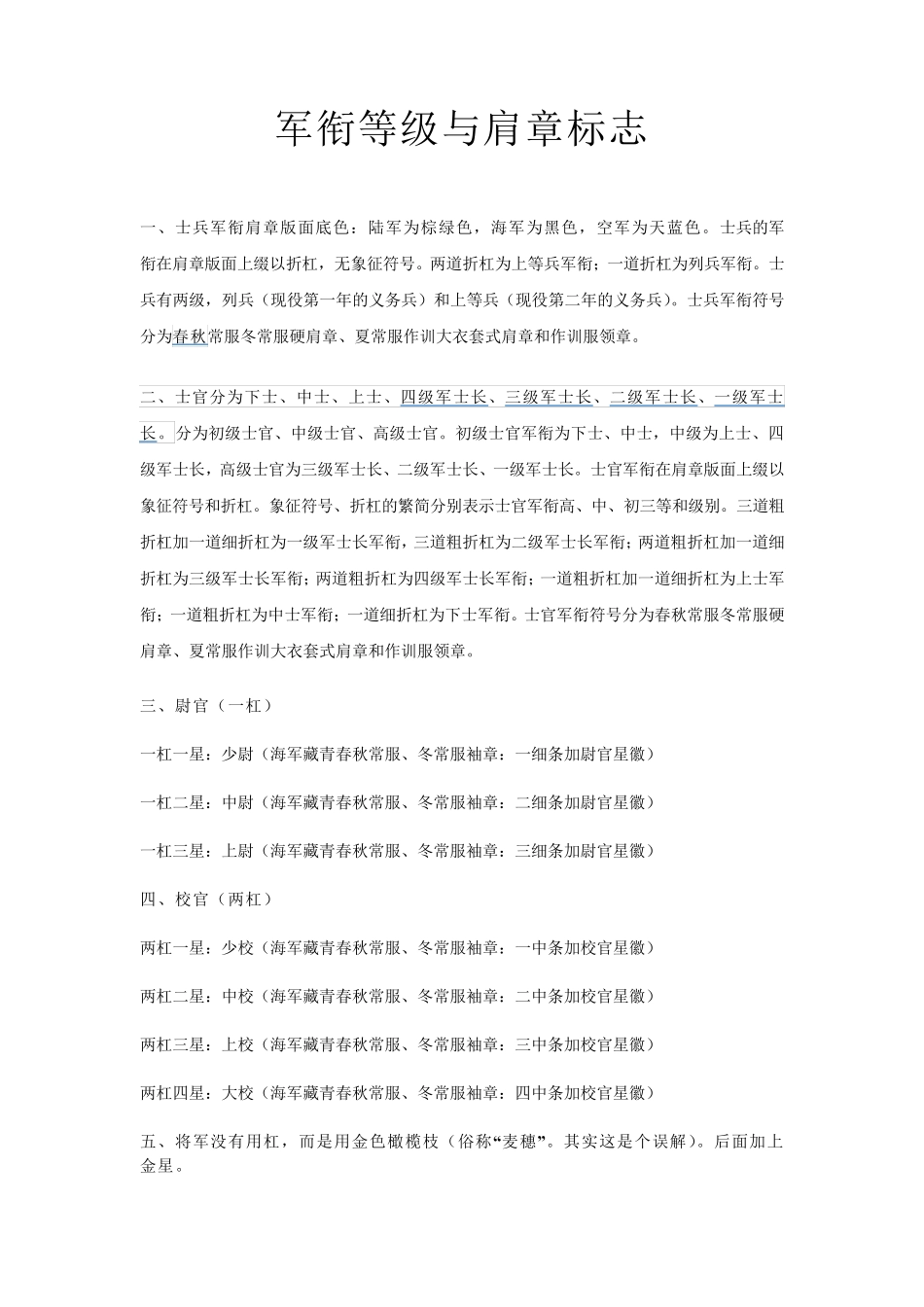 军衔等级与肩章标志_第1页