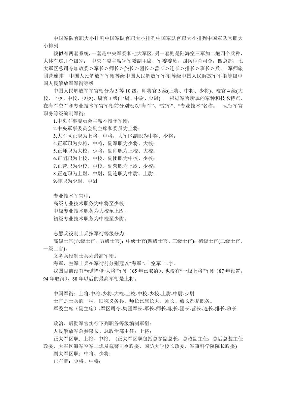 军衔等级知识汇总(带图)_第1页
