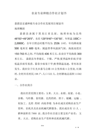 农业专业种植合作社计划书01