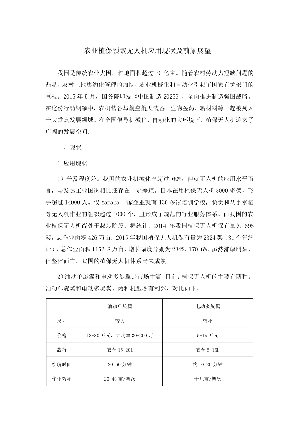 农业植保领域无人机应用现状及前景展望_第1页