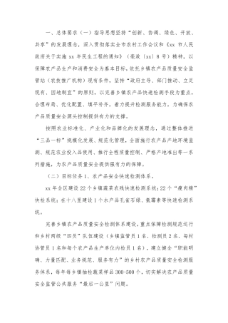 农产品质量安全体系建设方案