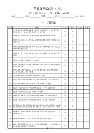 农机部考试试卷100题1试卷
