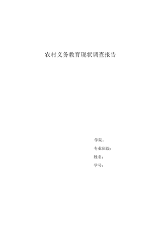 农村义务教育现状调查报告整理
