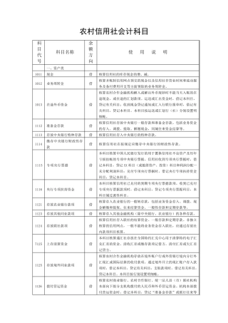 农村信用社会计科目