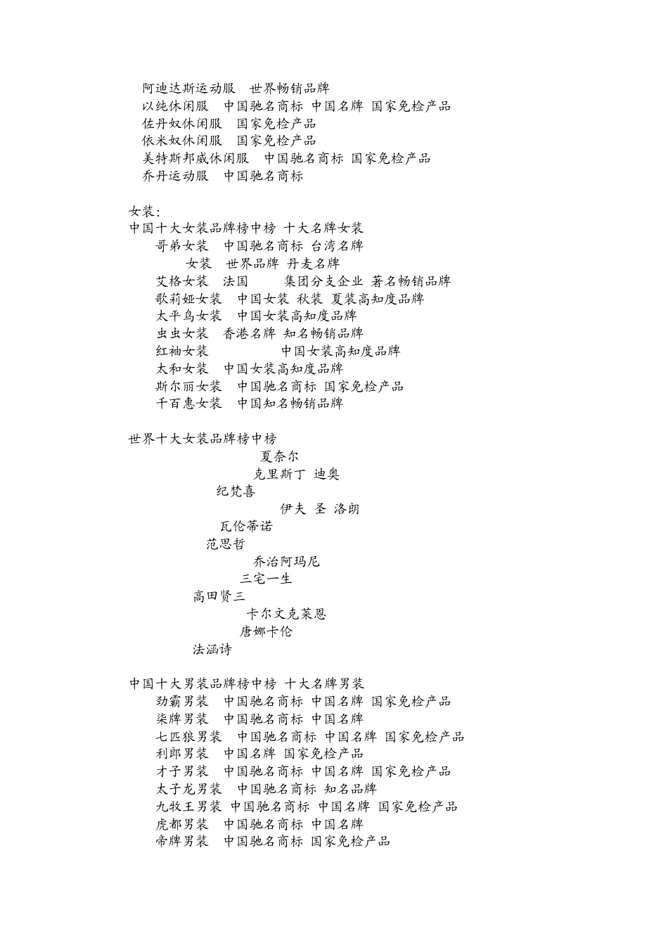 国际,国内十大服装品牌排行榜(摘)_第2页