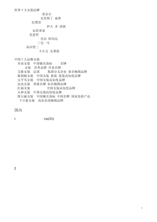 国际、内男装品牌大全之一