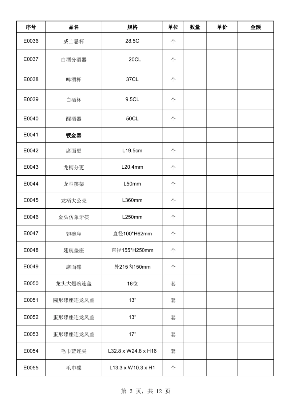 国际五星级酒店配置清单大全_第3页
