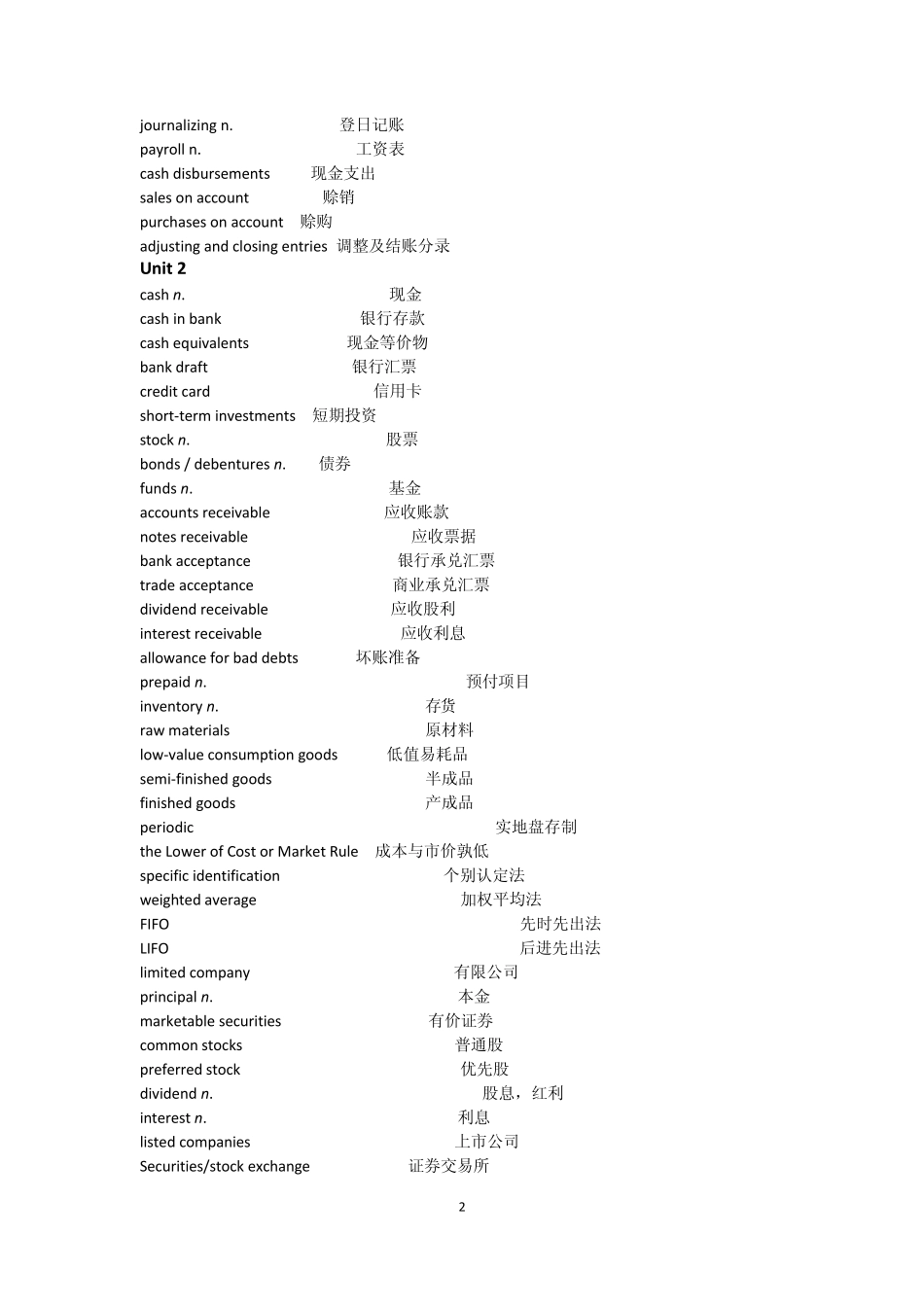 国际会计专业英语课程参考词汇_第2页
