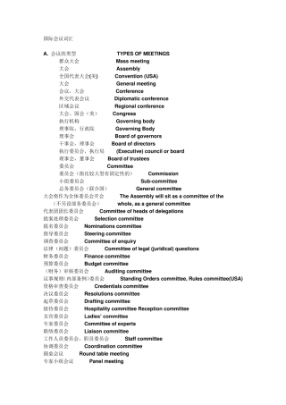 国际会议词汇
