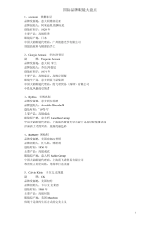 国际品牌眼镜大盘点