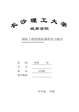 国际工程招投标实习报告