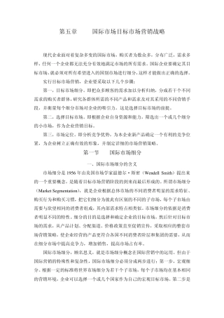 国际市场目标市场营销战略