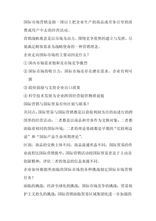 国际市场营销学考点