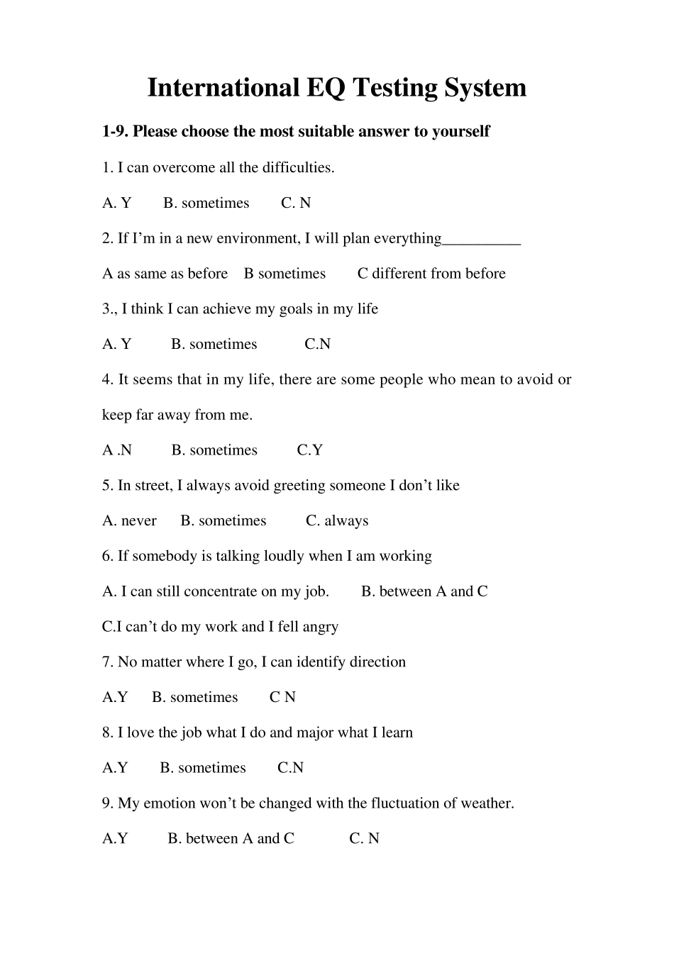 国际标准情商EQ测试英文InternationalEQTestingSystem_第1页