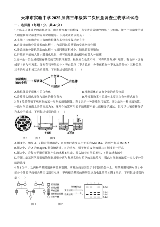 天津市实验中学2024-205学年高三上学期第二次月考试题+生物+Word版含答案