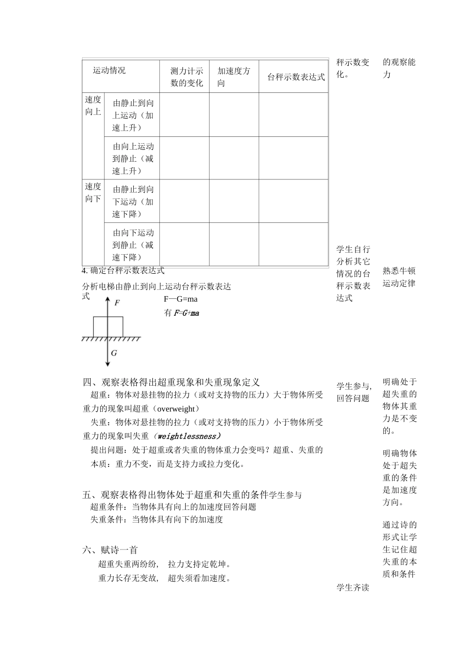 超重与失重教学设计_第3页