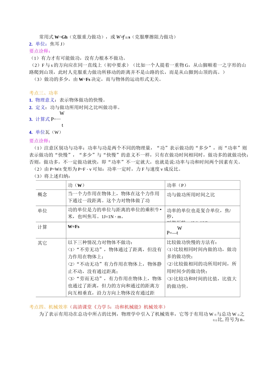 功 功率 机械效率(基础)知识讲解_第2页