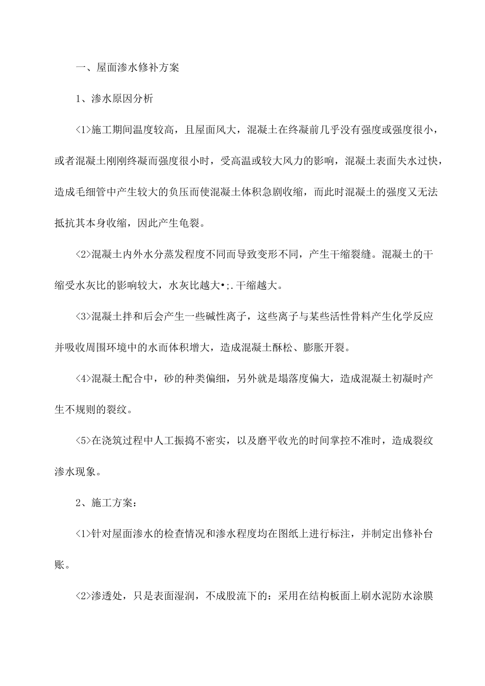 屋面渗水修补方案_第1页