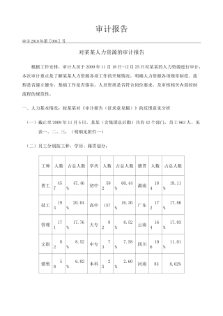 人力资源的审计报告