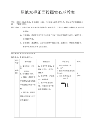 原地双手正面投掷实心球教案