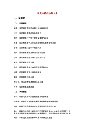 常见中药的功效大全