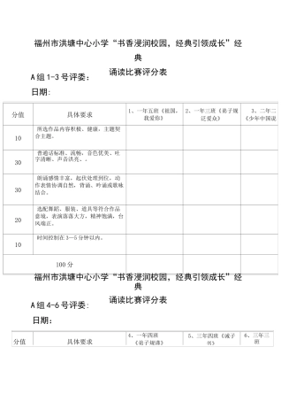 诵读比赛评分表