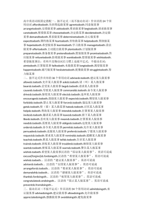 初高中英语词组固定搭配