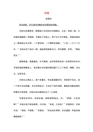 药砚(高中阅读)