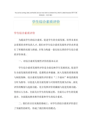 学生综合素质评价