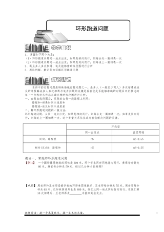 小学奥数：环形跑道问题.专项练习【精编版】