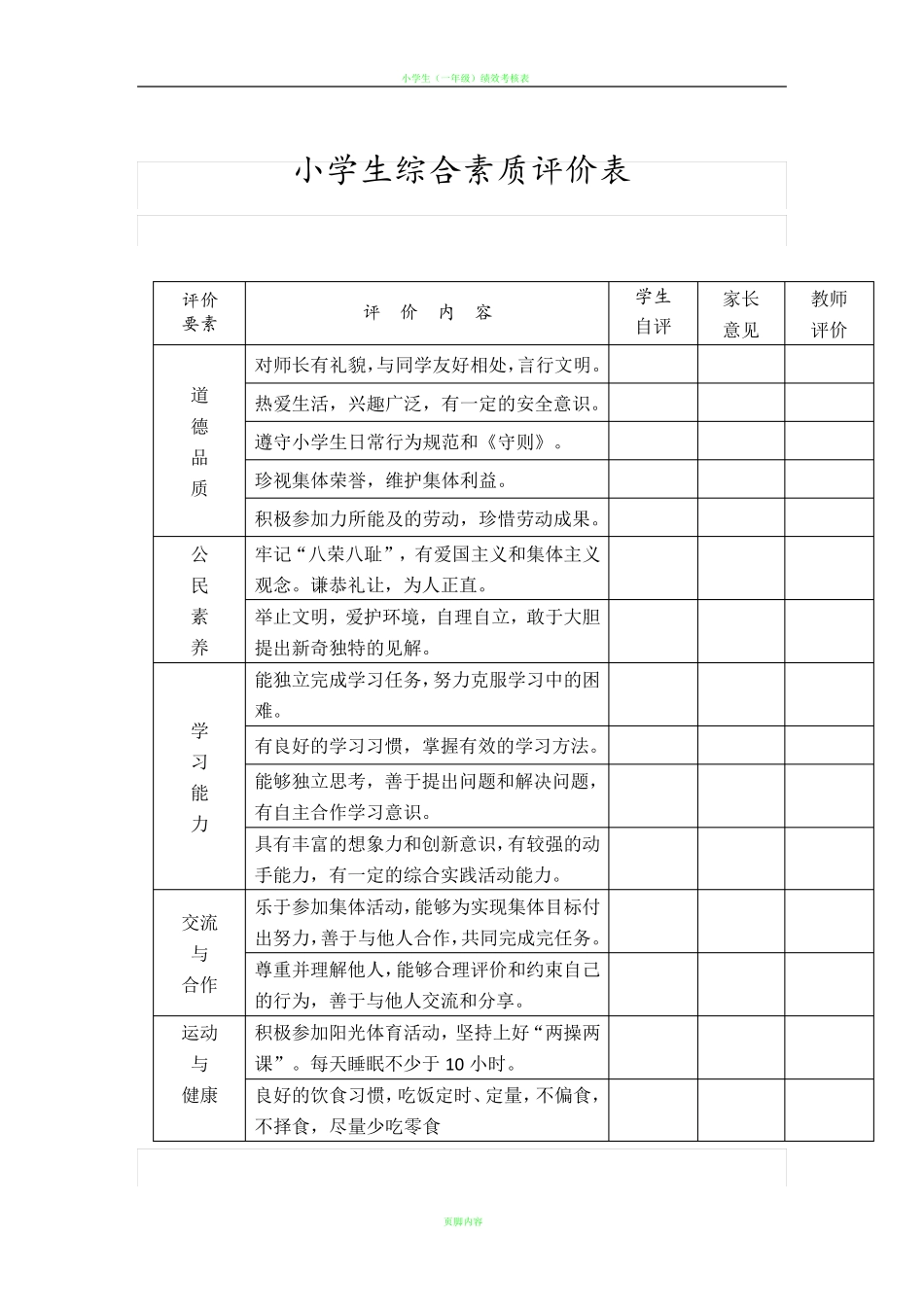 小学生综合素质评价(表)_第1页
