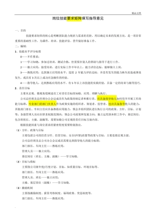 岗位技能要求矩阵