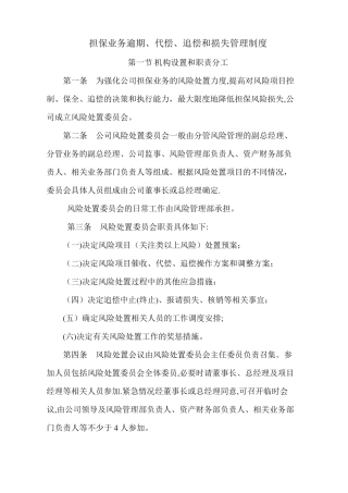 担保业务逾期、代偿、追偿和损失管理制度