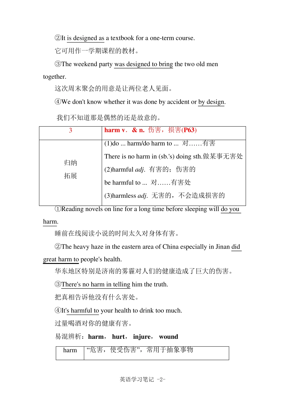 新外研版高中英语必修第一册Unit 6 At one with nature单元考点归纳(学用考)_第2页