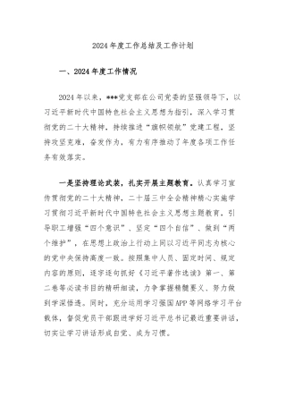 2024年度工作总结及工作计划