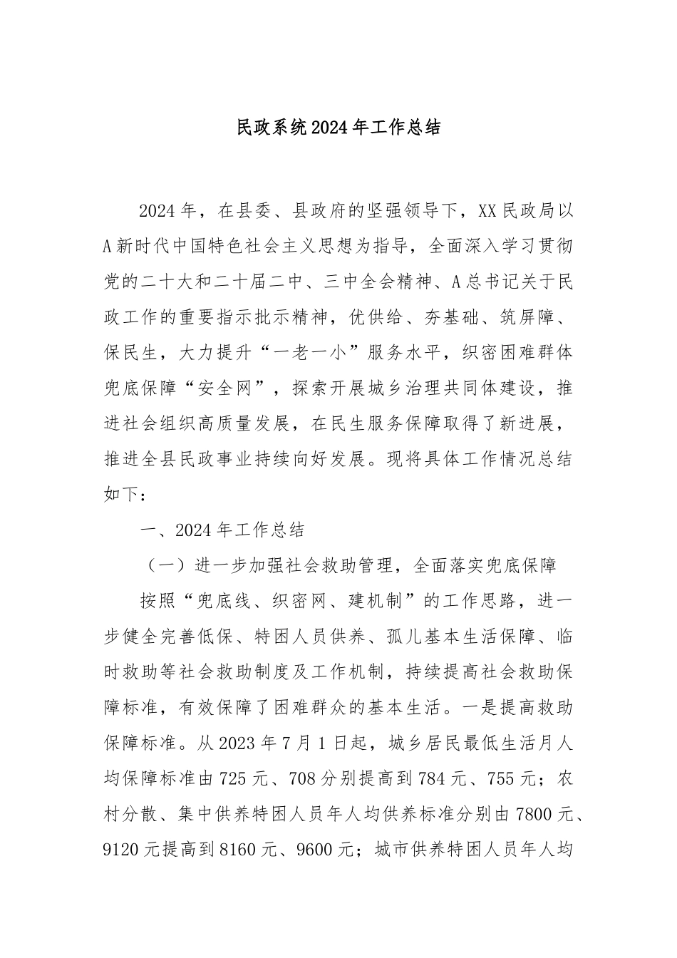 民政系统2024年工作总结_第1页