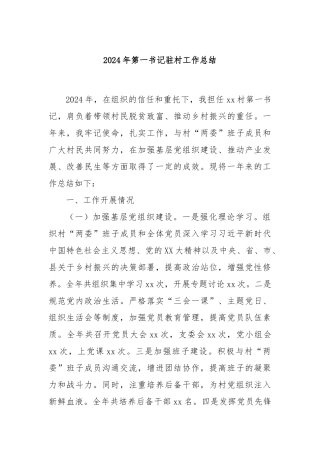 2024年第一书记驻村工作总结