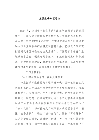 基层党建专项总结