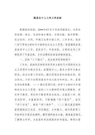 副县长个人三年工作总结