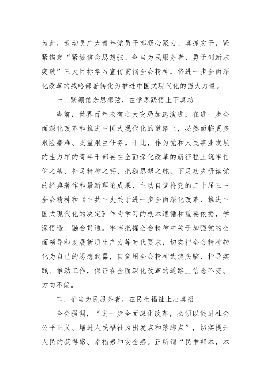 青年干部学习贯彻党的二十届三中全会演讲稿：把牢“三大抓手”踔厉奋发大干实干，努力成为可堪大用能担重任的栋梁之才_第2页