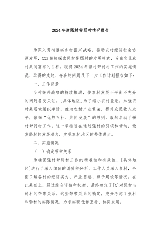 2024年度强村带弱村情况报告