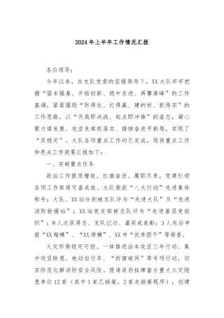 2024年上半年工作情况汇报