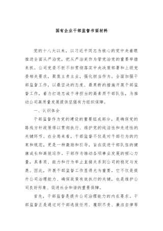 国有企业干部监督书面材料