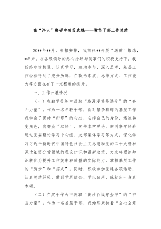 在“淬火”磨砺中破茧成蝶——墩苗干部工作总结