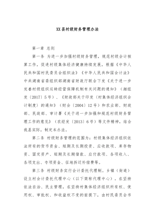 XX县村级财务管理办法