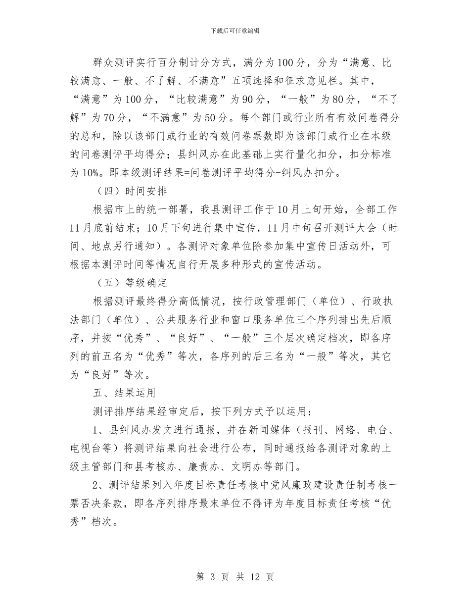 监督局政风行风测评工作方案与盖板安装安全方案汇编_第3页