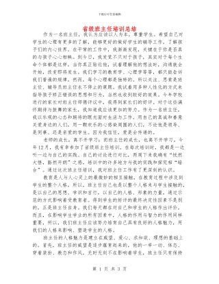 省级班主任培训总结