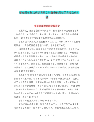 督查科年终总结优秀范文与督查科科长的自我总结汇编