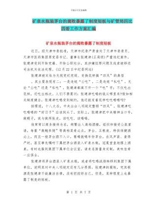 矿泉水瓶装茅台的腐败暴露了制度短板与矿管局四比四看工作方案汇编