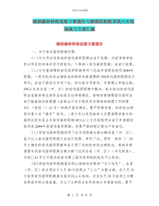确保森林持续发展方案通告与磨煤机制粉系统火灾现场演习方案汇编